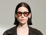 Model is wearing The SPILKES SUN in size 48 in Tortoise with New York Rose Tinted Lenses
