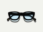 The TELENA in Black with Bel Air Blue Tinted Lenses