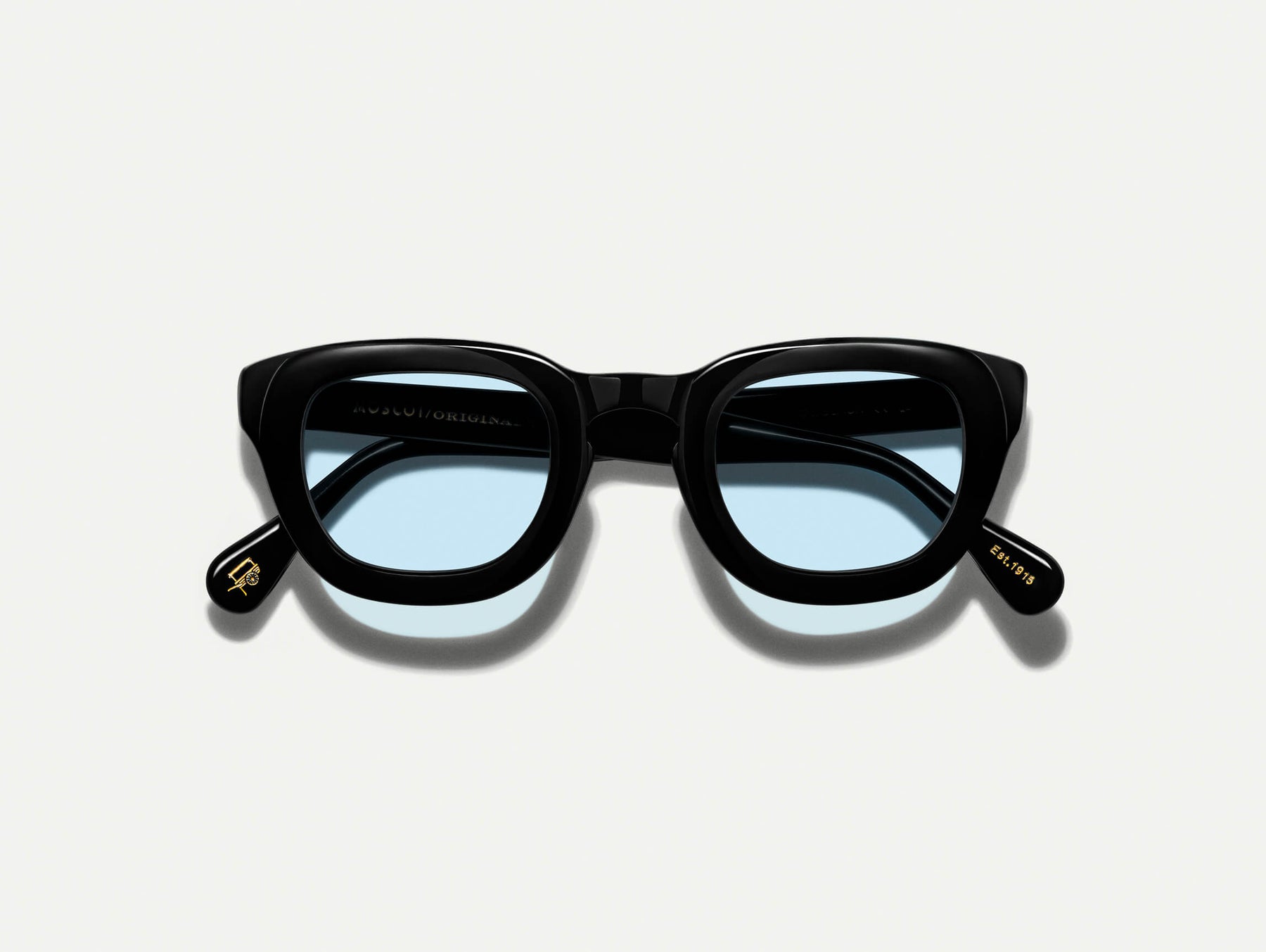 The TELENA in Black with Bel Air Blue Tinted Lenses