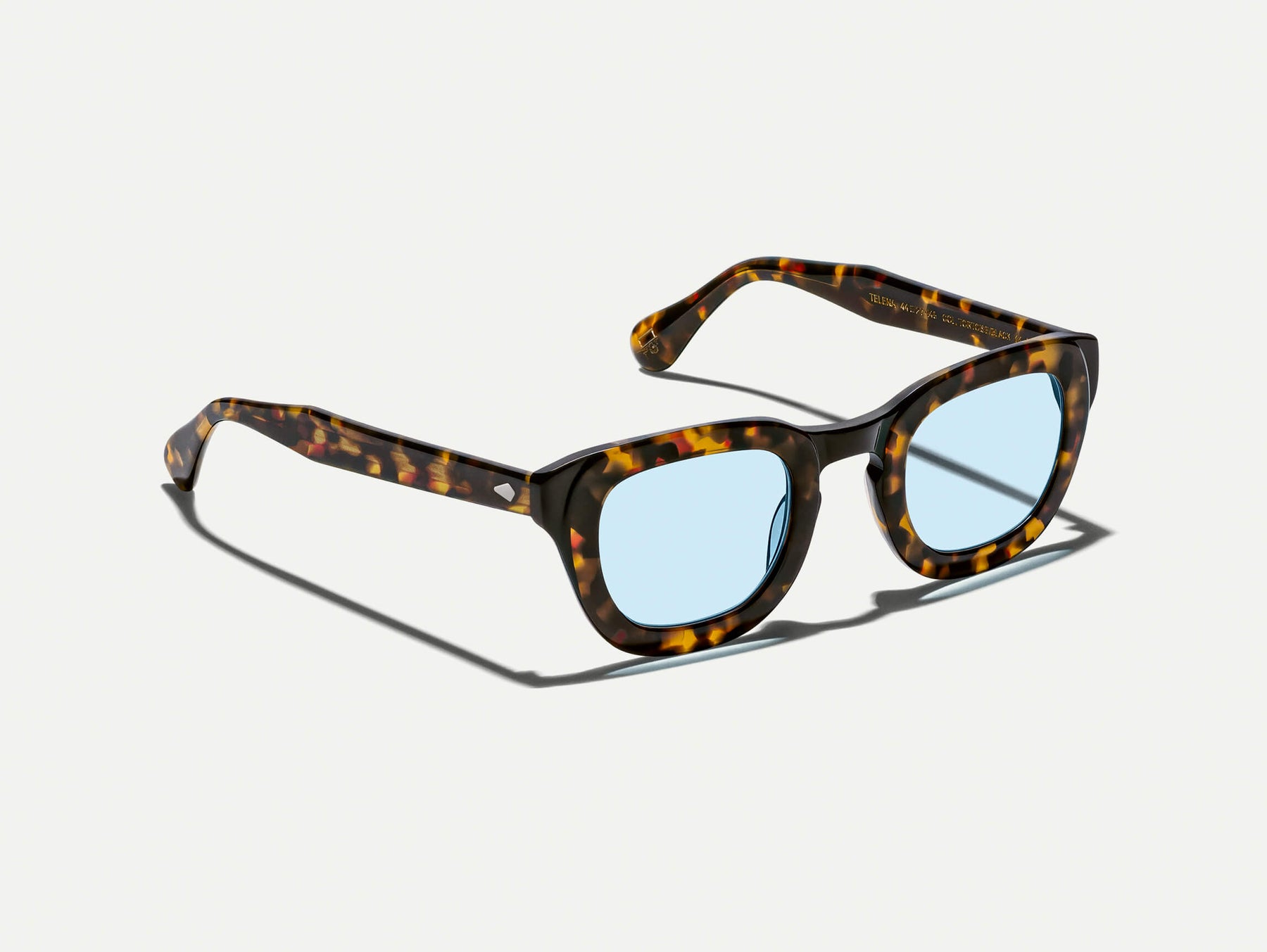 The TELENA in Tortoise/Black with Bel Air Blue Tinted Lenses