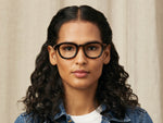 Model is wearing The DAVHEN in size 44 in Classic Havana