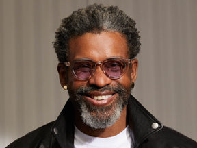 Model is wearing The DAVHEN in Mist in size 47 with Lavender Tinted Lenses