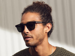 Model is wearing The DUDEL SUN in Black/Crystal in size 51 with G-15 Lenses