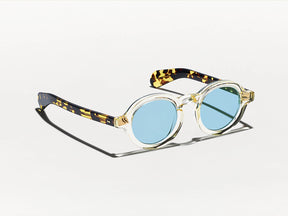 The FOYGEL SUN in Citron/Tortoise with Celebrity Blue Tinted Lenses