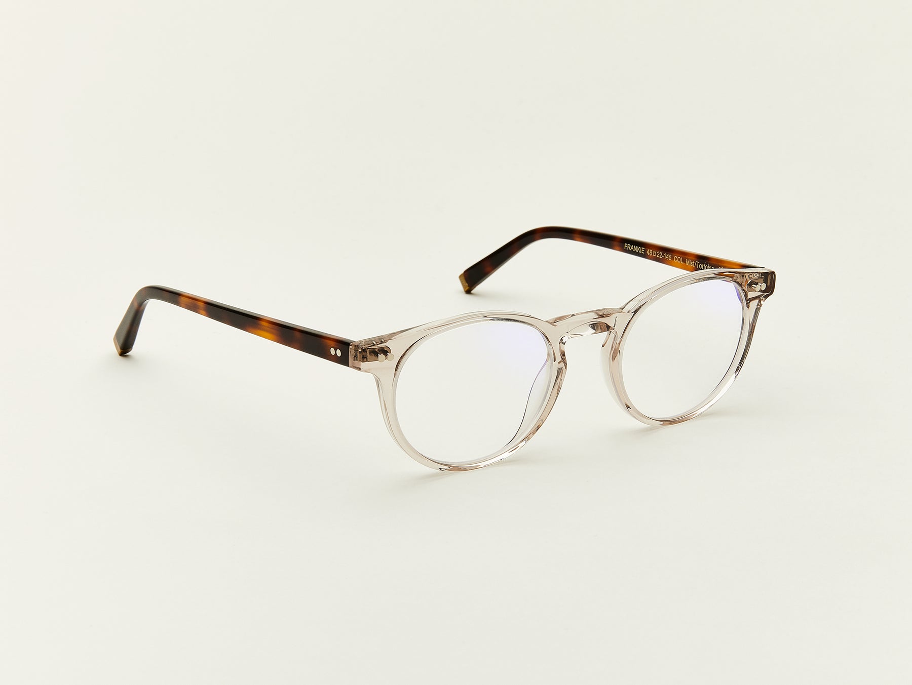 The FRANKIE in Mist/Tortoise with Blue Protect Lenses