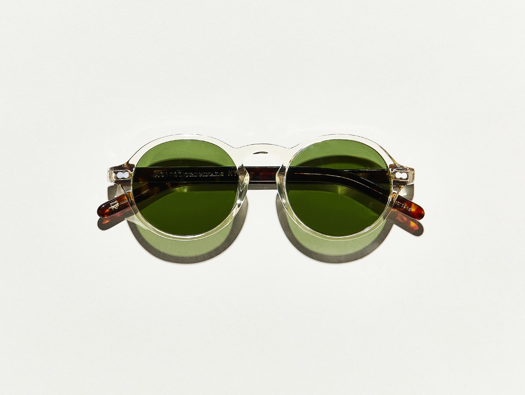 The GLICK SUN in Flesh/Tortoise with Calibar Green Glass Lenses