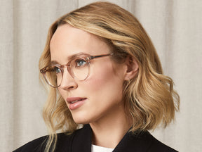 Model is wearing The GOLDA in size 49 in Burnt Rose