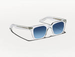 The GROBER SUN in Crystal with Denim Blue Tinted Lenses