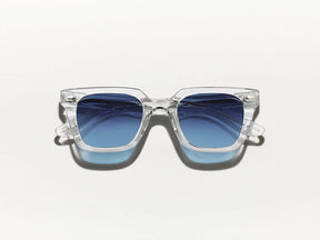 The GROBER SUN in Crystal with Denim Blue Tinted Lenses