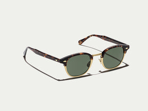 The LEMTOSH-MAC in Tortoise/Matte Gold with G-15 Glass Lenses