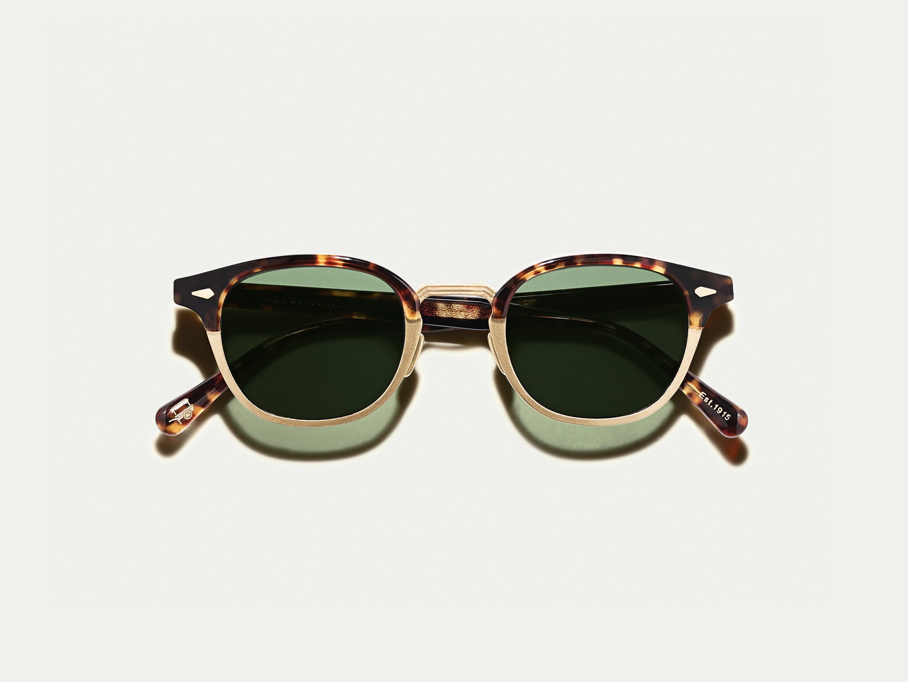 The LEMTOSH-MAC in Tortoise/Matte Gold with G-15 Glass Lenses