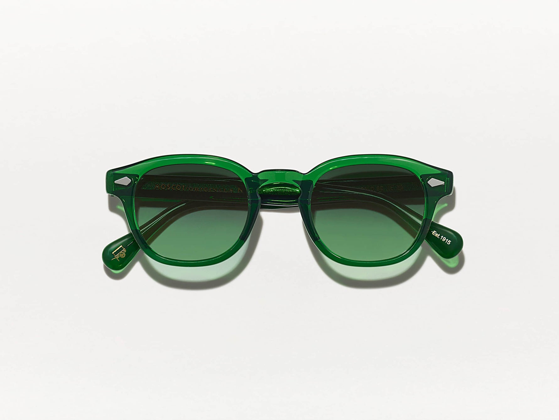 The LEMTOSH in Emerald with Forest Wood Tinted Lenses