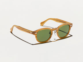 The LEMTOSH SUN with Metal Nose Pads in Blonde with Calibar Green Glass Lenses