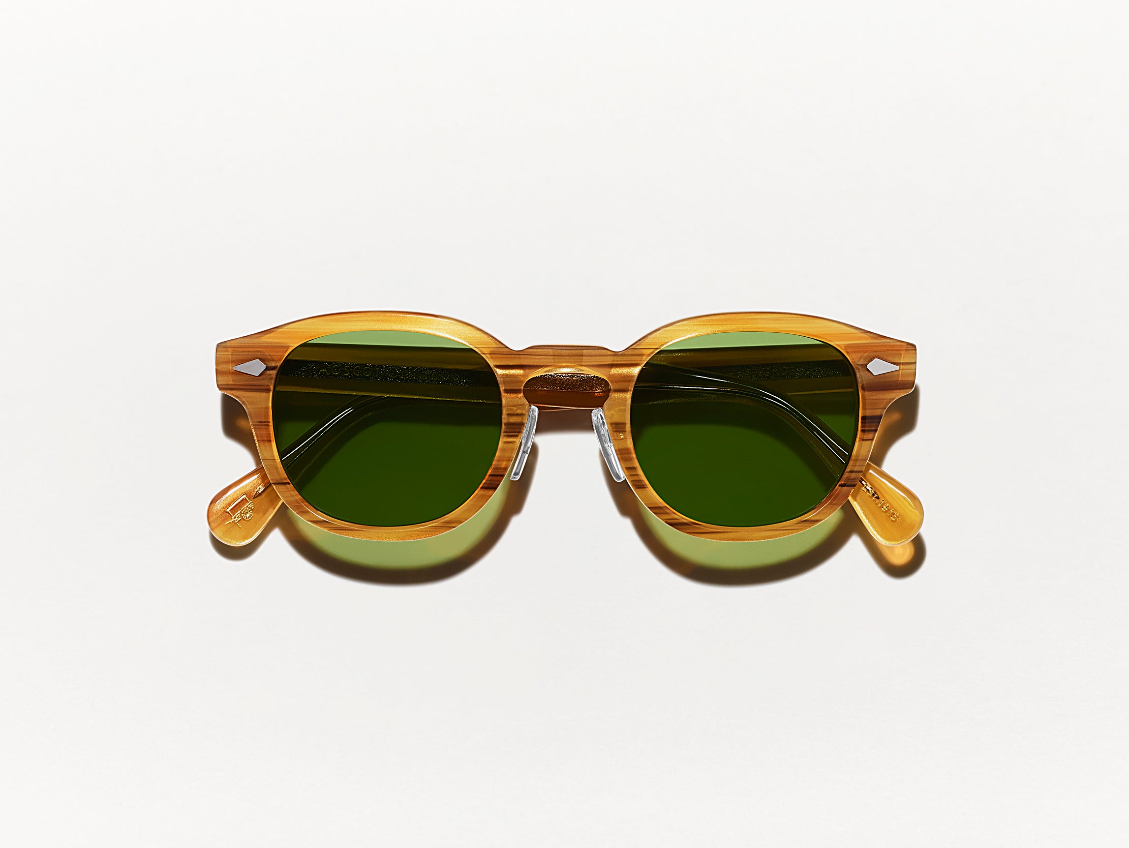#color_blonde | The LEMTOSH SUN with Metal Nose Pads in Blonde with Calibar Green Glass Lenses