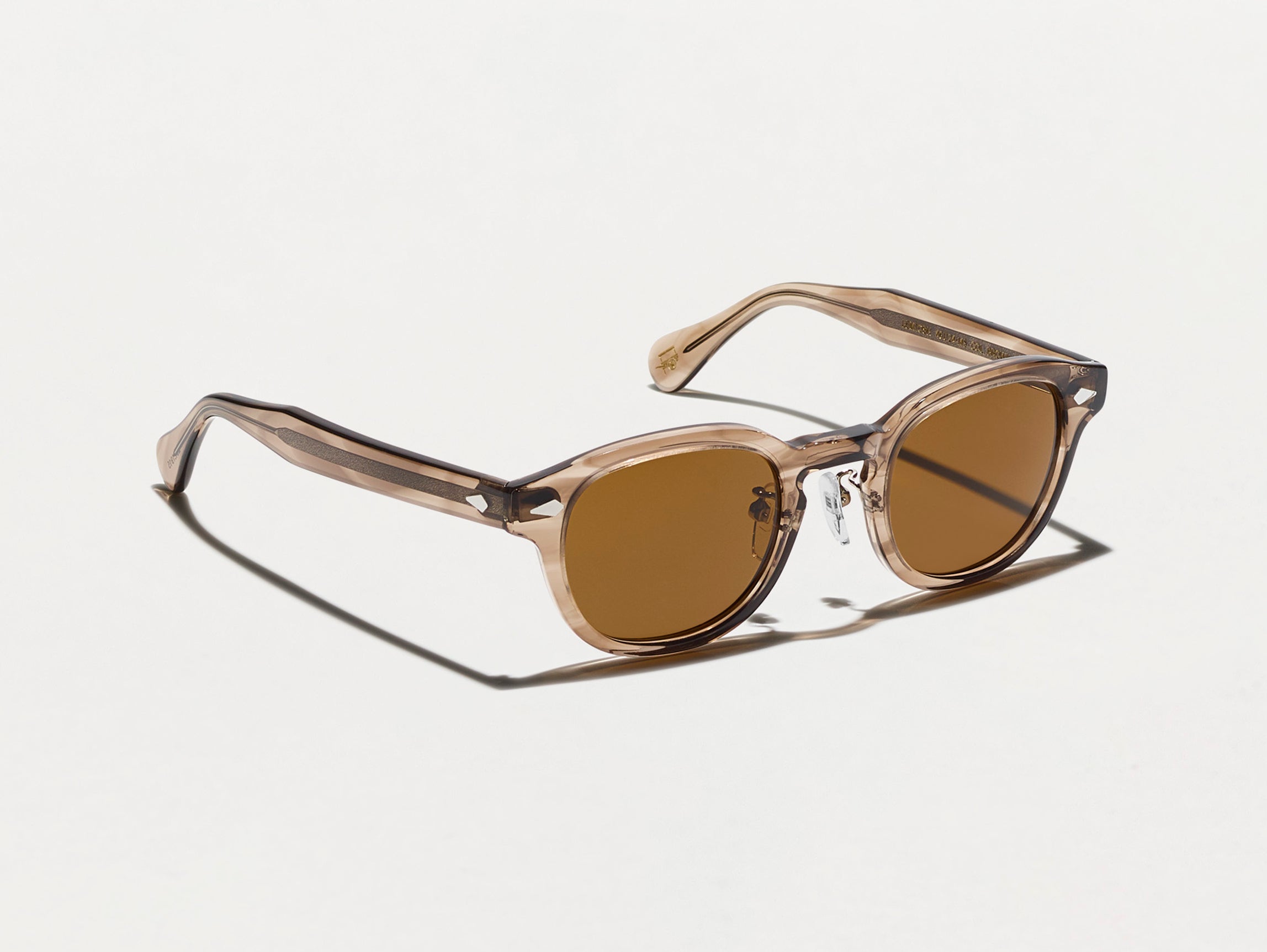 The LEMTOSH SUN with Metal Nose Pads in Brown Ash with Cosmitan Brown Glass Lenses