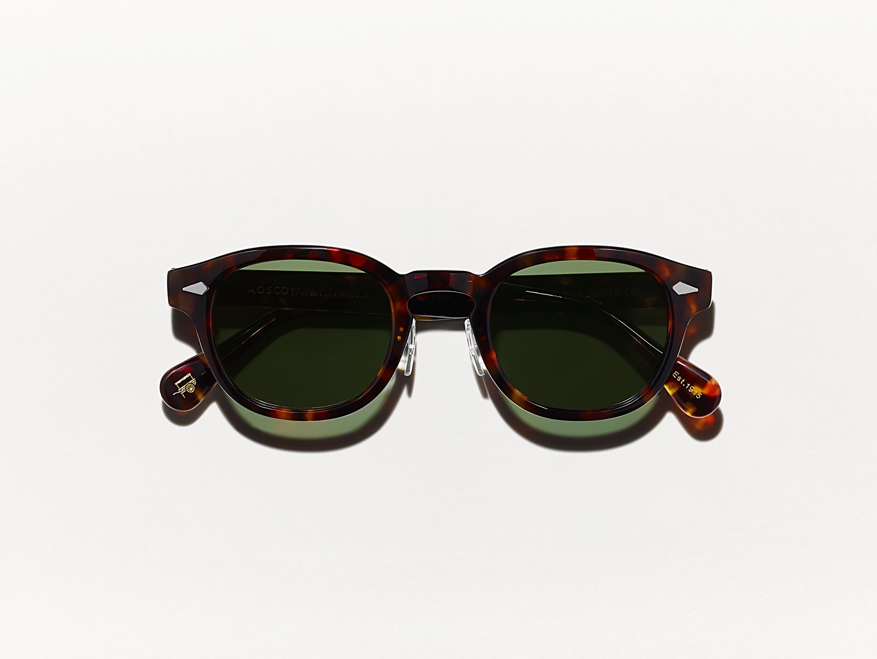 The LEMTOSH SUN with Metal Nose Pads in Tortoise with G-15 Glass Lenses