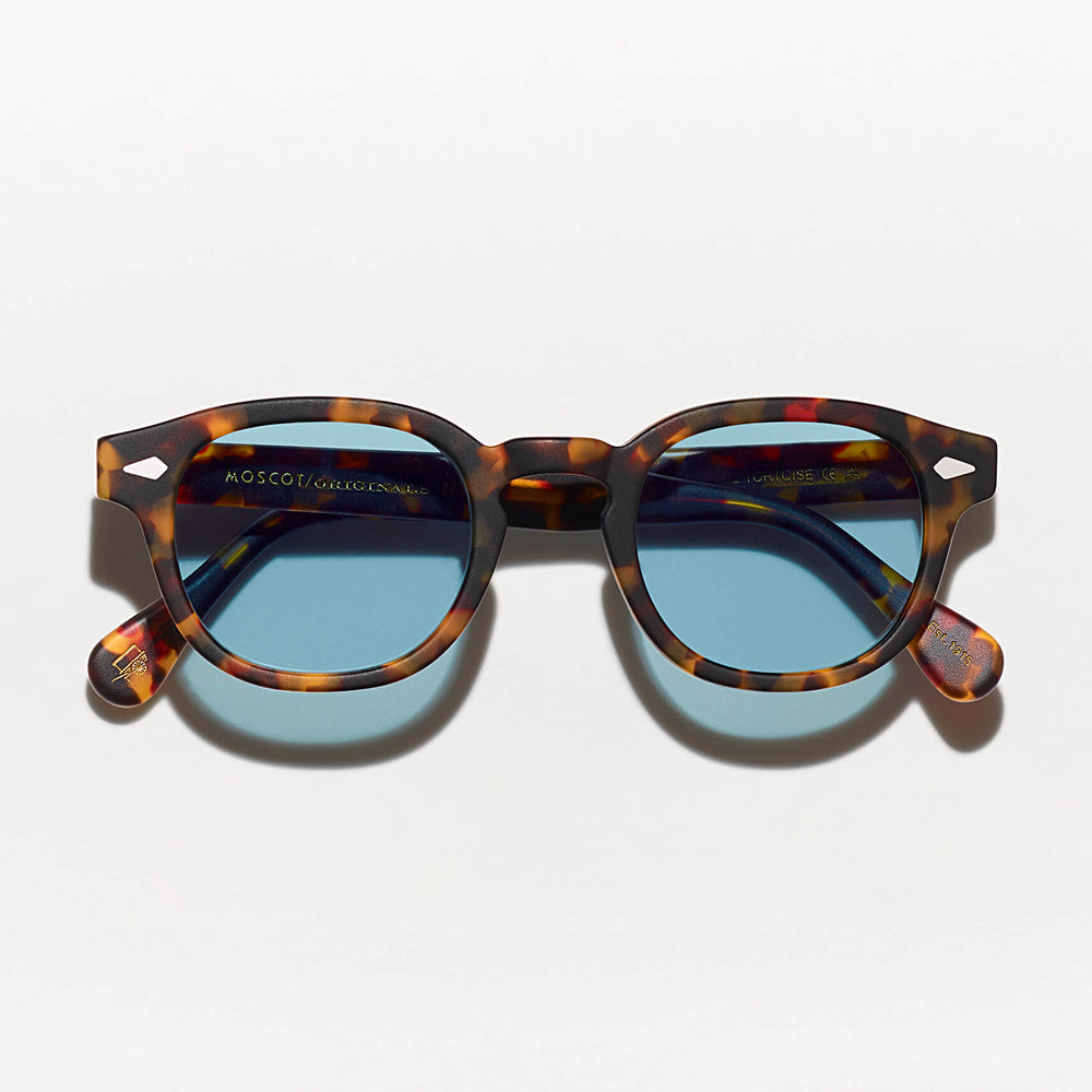 #color_matte tortoise | The LEMTOSH SUN in Matte Tortoise with Blue Glass Lenses