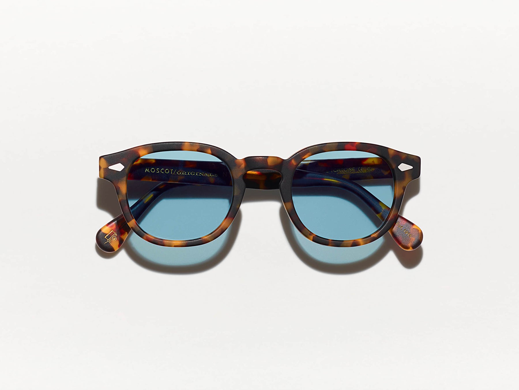 The LEMTOSH SUN in Matte Tortoise with Blue Glass Lenses