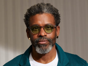 Model is wearing The LEMTOSH in Light Grey in size 49 with Limelight Tinted Lenses