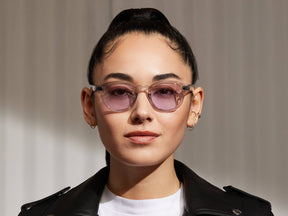 Model is wearing The LEMTOSH in Light Grey in size 46 with Lavender Tinted Lenses