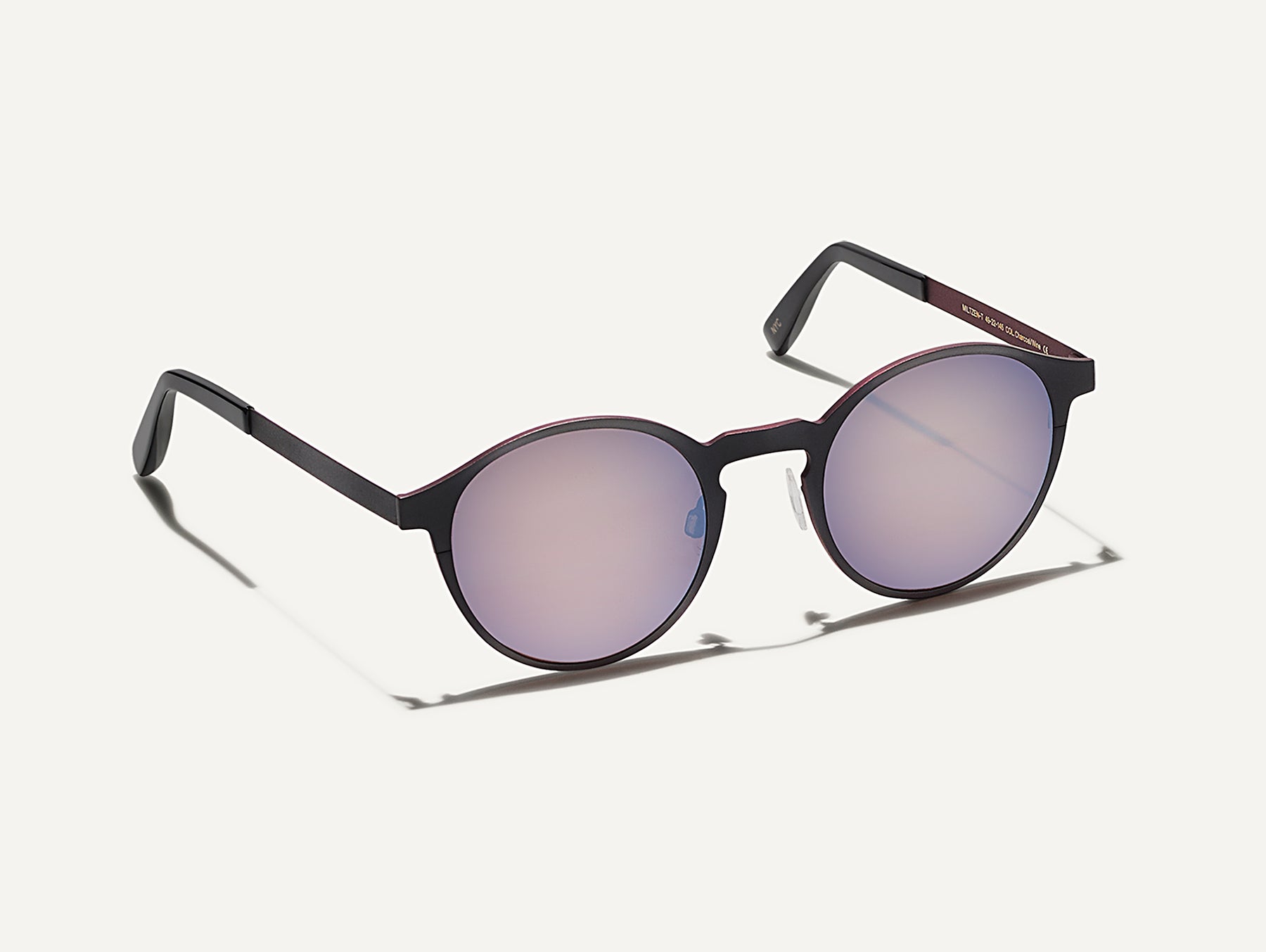 The MILTZEN-T SUN in Charcoal/Wine with Silver Flash Mirror Coated Lenses