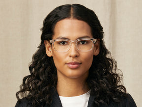 Model is wearing The MOBBLE in size 50 in Crystal