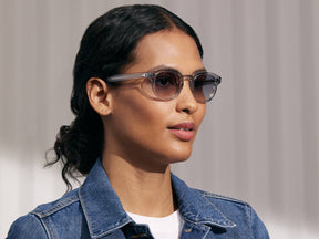 Model is wearing The LEMTOSH in Light Grey in size 46 with American Grey Tinted Lenses