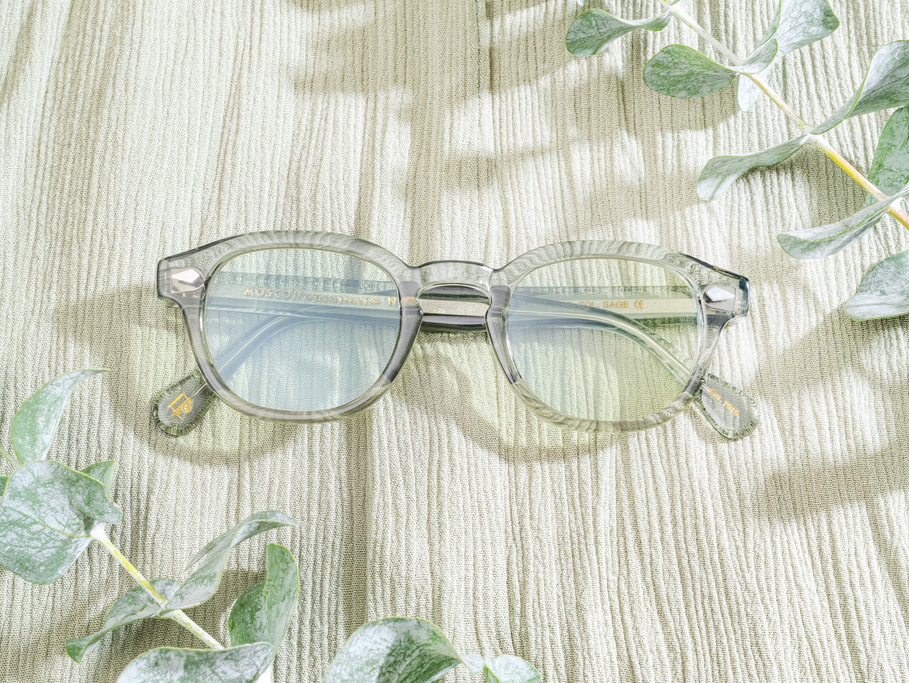 The LEMTOSH in Sage with Limelight Tinted Lenses
