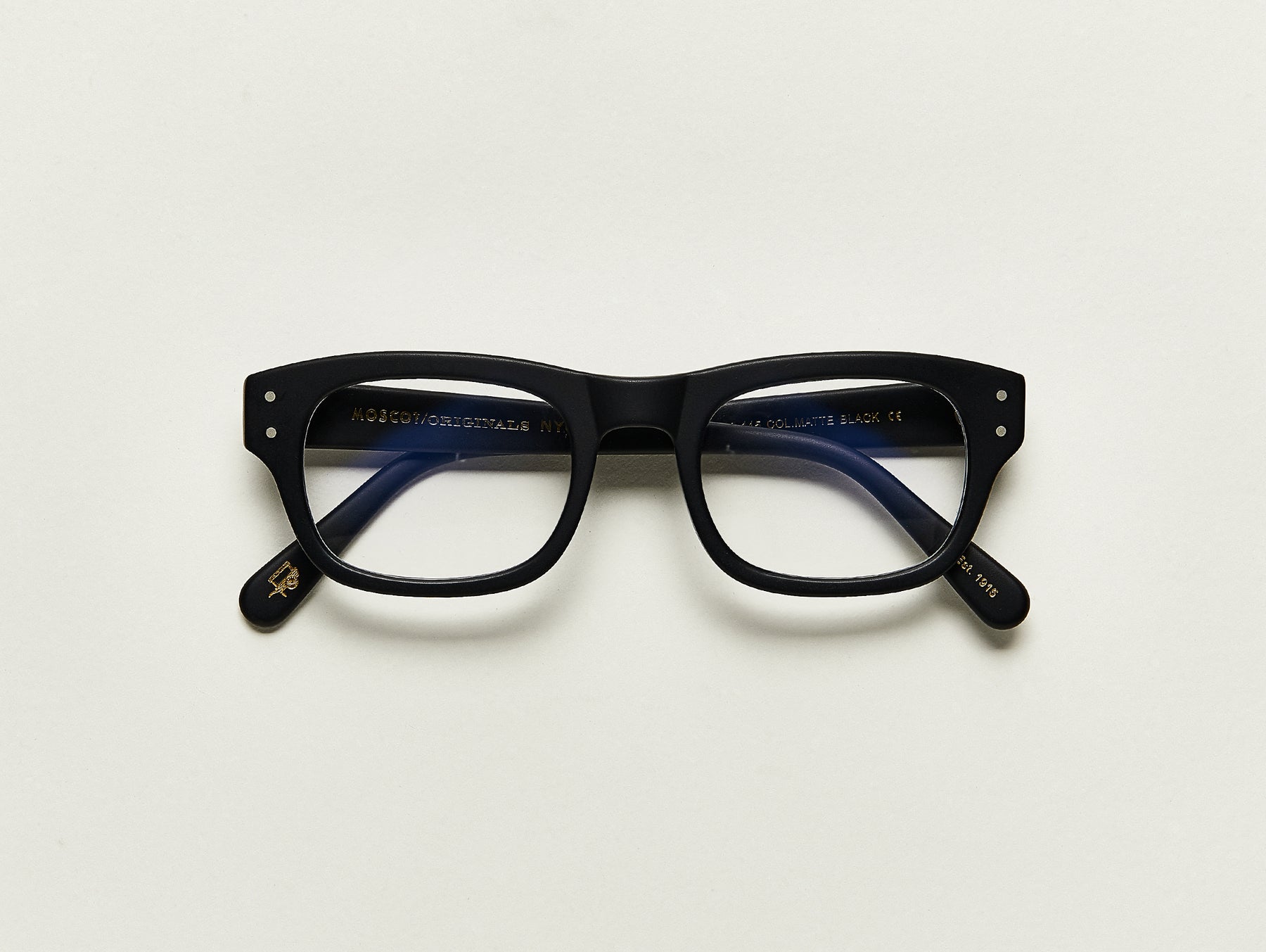 The NEBB in Matte Black with Blue Protect Lenses