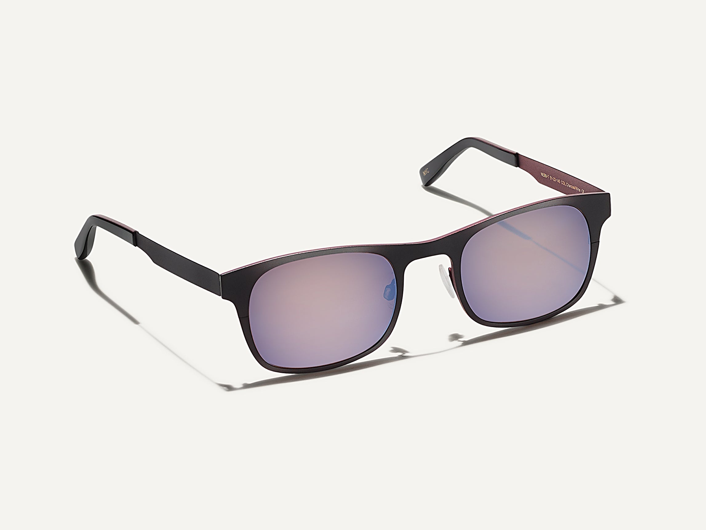 The NEBB-T in Charcoal/Wine with Silver Flash Lenses