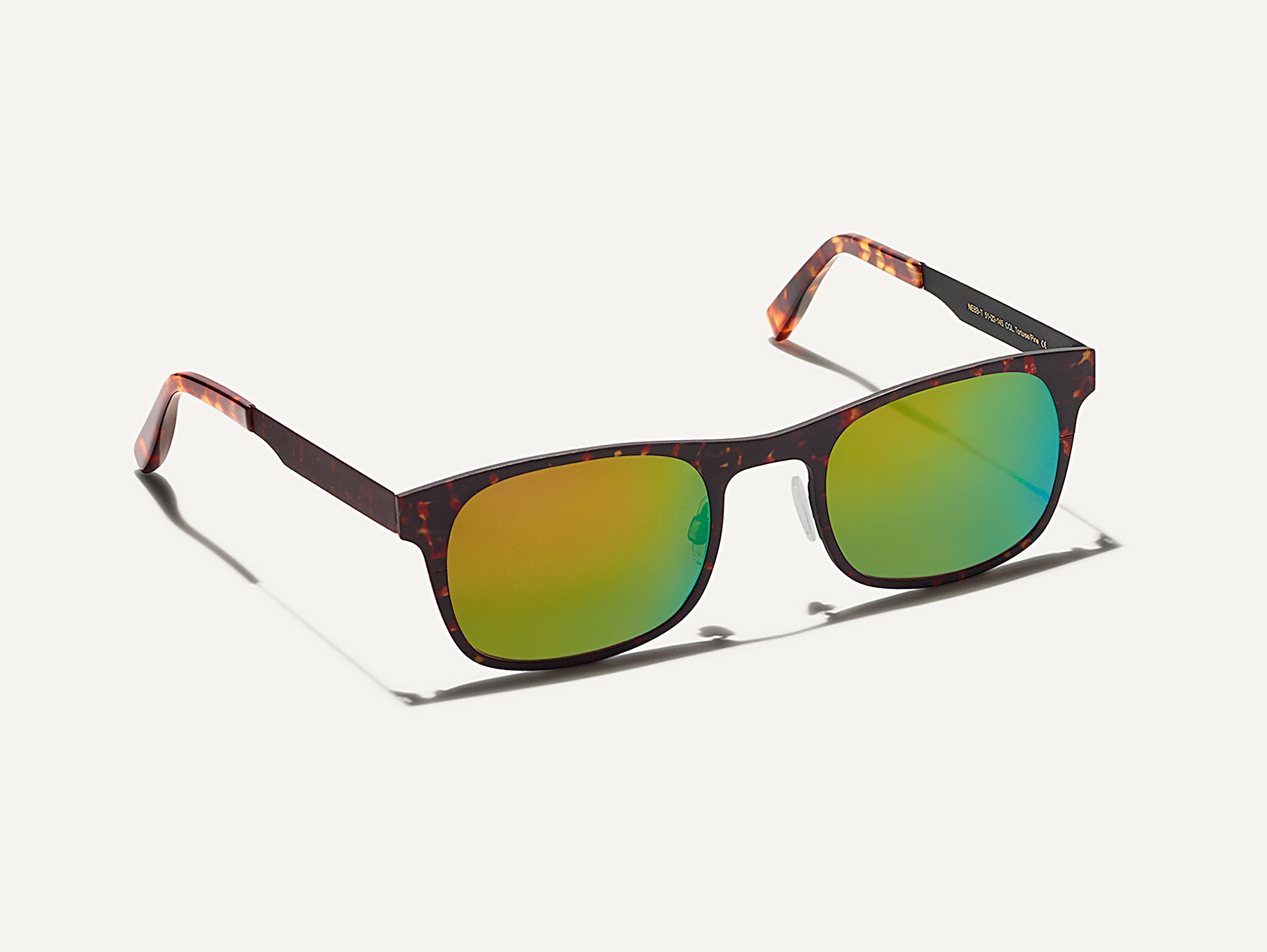 The NEBB-T in Tortoise/Pine with Green Flash Lenses