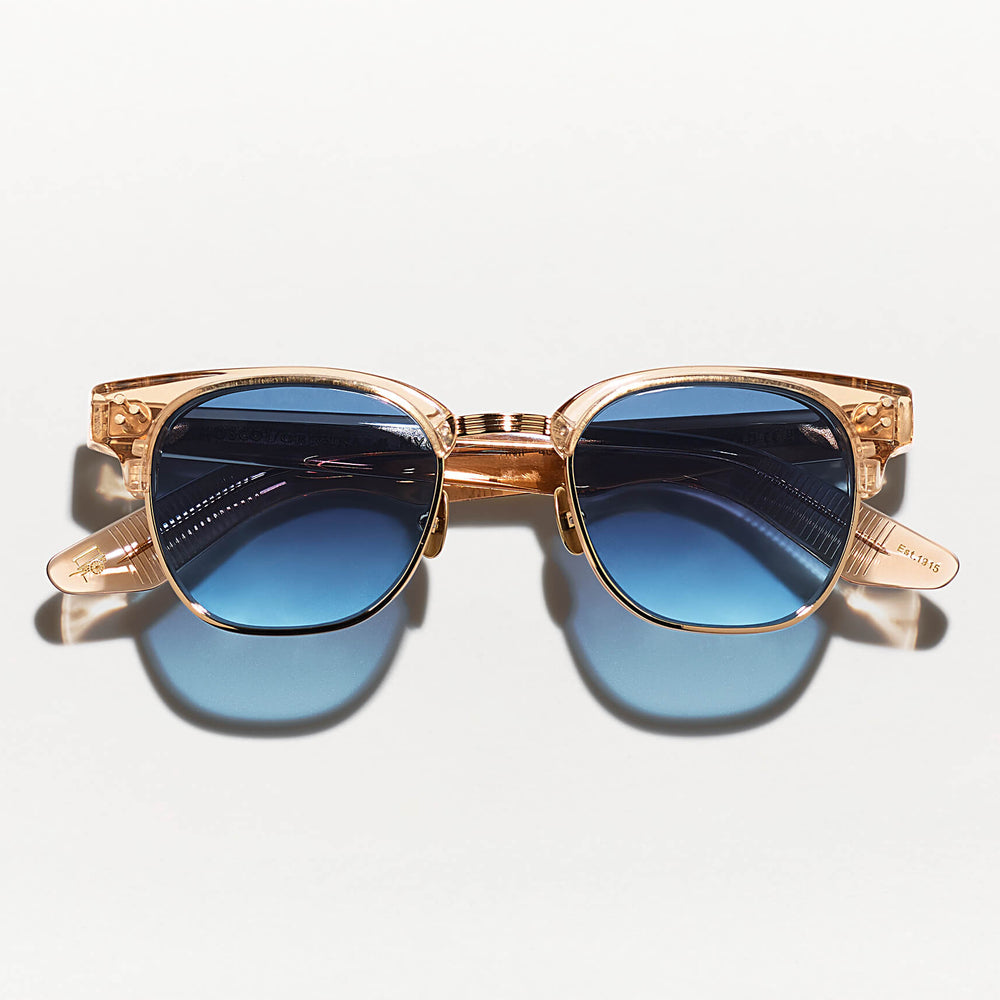 #color_cinnamon/gold | The TINIF SUN in Cinnamon/Gold with Denim Blue Tinted Lenses