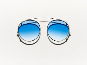 The CLIPZEN in Gold with Broadway Blue Fade Tinted Lenses