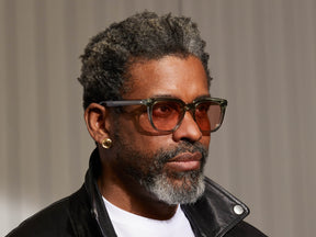 Model is wearing The YONTIF in Sage in size 52 with New York Rose Tinted Lenses